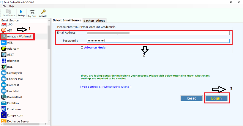 select-amazon-workmail-and-enter-login-credentials